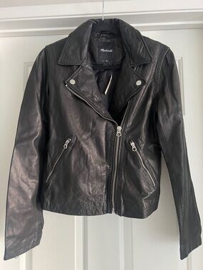Madewell Black Leather Moto Jacket - NWT - Size L